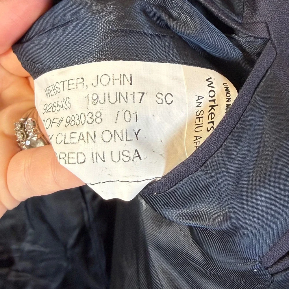 H. Freeman Blazer Men 45 Navy Blue Double Breasted Gold Button Wool USA Heritage